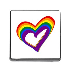 Rainbow Heart Colorful Lgbt Rainbow Flag Colors Gay Pride Support Memory Card Reader (square 5 Slot) by yoursparklingshop
