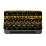 Native American Ornaments Watercolor Pattern Black Gold Memory Card Reader with CF Front