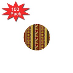 Traditional Africa Border Wallpaper Pattern Colored 4 1  Mini Buttons (100 Pack)  by EDDArt