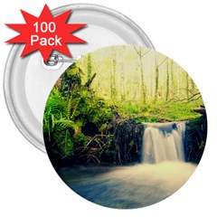 Waterfall River Nature Forest 3  Buttons (100 Pack)  by Pakrebo