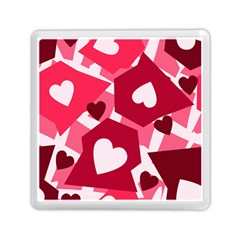 Pink Hearts Pattern Love Shape Memory Card Reader (square) by Bajindul
