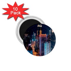 High Rise Buildings With Lights 1 75  Magnets (10 Pack)  by Pakrebo