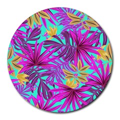 Tropical Greens Leaves Design Round Mousepads by Simbadda