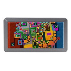 Modern Geometric Art   Dancing In The City Background Solid Dark Blue Memory Card Reader (mini) by EDDArt