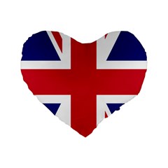 Uk Flag Union Jack Standard 16  Premium Flano Heart Shape Cushions by FlagGallery