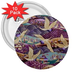 Textile Fabric Cloth Pattern 3  Buttons (10 Pack)  by Wegoenart