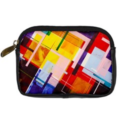 Abstract Lines Shapes Colorful Digital Camera Leather Case