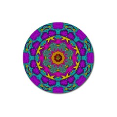 Fern  Mandala  In Strawberry Decorative Style Magnet 3  (round) by pepitasart