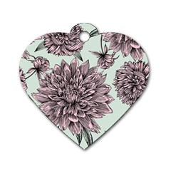 Flowers Dog Tag Heart (two Sides) by Sobalvarro