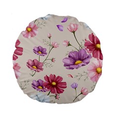 Vector Hand Drawn Cosmos Flower Pattern Standard 15  Premium Flano Round Cushions by Sobalvarro