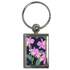 Vector Hand Drawn Orchid Flower Pattern Key Chain (rectangle) by Sobalvarro