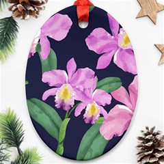 Vector Hand Drawn Orchid Flower Pattern Oval Ornament (two Sides) by Sobalvarro