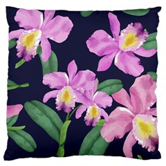 Vector Hand Drawn Orchid Flower Pattern Large Flano Cushion Case (two Sides) by Sobalvarro