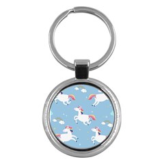 Unicorn Seamless Pattern Background Vector (2) Key Chain (round) by Sobalvarro