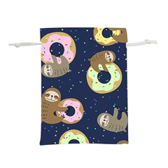 Cute Sloth With Sweet Doughnuts Lightweight Drawstring Pouch (m) by Sobalvarro