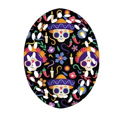 Dia De Los Muertos Oval Filigree Ornament (two Sides) by Sobalvarro