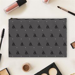 Gadsden Flag Don t Tread On Me Black And Gray Snake And Metal Gothic Crosses Cosmetic Bag (large) by snek
