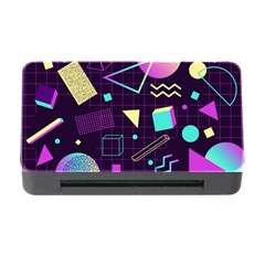 Retrowave Aesthetic Vaporwave Retro Memphis Pattern 80s Design 3d Geometric Shapes Memory Card Reader With Cf by genx