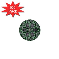 Bamboo Wood And Flowers In The Green 1  Mini Buttons (100 Pack)  by pepitasart