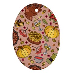 Thanksgiving Pattern Oval Ornament (two Sides) by Sobalvarro