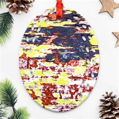 Multicolored Abstract Grunge Texture Print Oval Filigree Ornament (two Sides) by dflcprintsclothing