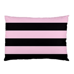 Black And Light Pastel Pink Large Stripes Goth Mime French Style Pillow Case