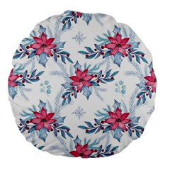 Watercolor Christmas Floral Seamless Pattern Large 18  Premium Flano Round Cushions by Vaneshart