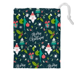 Funny Christmas Pattern Background Drawstring Pouch (4xl) by Vaneshart