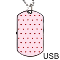 Hearts Seamless Pattern Pink Background Dog Tag Usb Flash (two Sides)