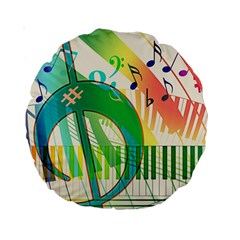 Music Piano Treble Clef Clef Standard 15  Premium Round Cushions by Vaneshart