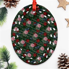 Dark Floral Butterfly Teal Bats Lip Green Oval Filigree Ornament (two Sides) by snowwhitegirl