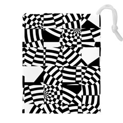 Black And White Crazy Pattern Drawstring Pouch (4xl) by Sobalvarro