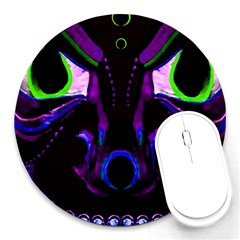 Demon Ethnic Mask Extreme Close Up Illustration Round Mousepads by dflcprintsclothing