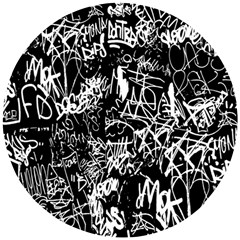 Graffiti Abstract Collage Print Pattern Wooden Puzzle Round by dflcprintsclothing