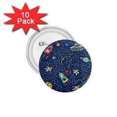 Cat Cosmos Cosmonaut Rocket 1 75  Buttons (10 Pack) by Wegoenart