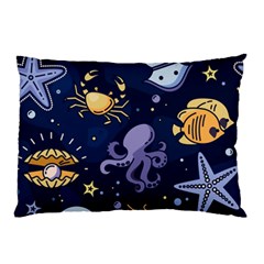 Marine Seamless Pattern Thin Line Memphis Style Pillow Case (two Sides)