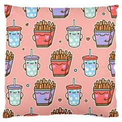 Cute Kawaii Food Seamless Pattern Large Flano Cushion Case (two Sides) by Nexatart