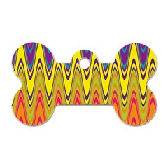 Retro Colorful Waves Background Dog Tag Bone (one Side)