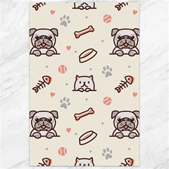 Pug Dog Cat With Bone Fish Bones Paw Prints Ball Seamless Pattern Vector Background Canvas 24  X 36  by Vaneshart
