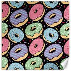 Colorful Donut Seamless Pattern On Black Vector Canvas 20  X 20  by Sobalvarro