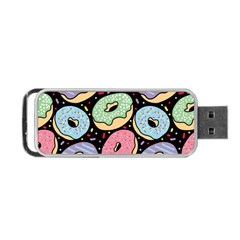 Colorful Donut Seamless Pattern On Black Vector Portable Usb Flash (one Side) by Sobalvarro