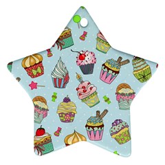 Cupcake Doodle Pattern Star Ornament (two Sides) by Sobalvarro