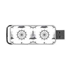 Marine Nautical Seamless Pattern With Vintage Lighthouse Wheel Portable Usb Flash (one Side) by Wegoenart