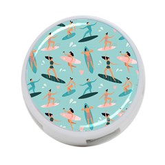 Beach Surfing Surfers With Surfboards Surfer Rides Wave Summer Outdoors Surfboards Seamless Pattern 4-port Usb Hub (two Sides) by Wegoenart