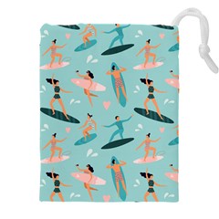 Beach Surfing Surfers With Surfboards Surfer Rides Wave Summer Outdoors Surfboards Seamless Pattern Drawstring Pouch (5xl)