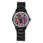 Random Colors Hexagon Stainless Steel Round Watch Front