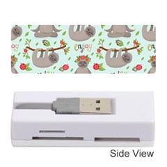 Seamless Pattern With Cute Sloths Relax Enjoy Yoga Memory Card Reader (stick) by Vaneshart