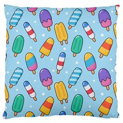 Cute Kawaii Ice Cream Seamless Pattern Large Flano Cushion Case (two Sides) by Vaneshart