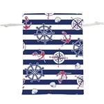 Seamless marine pattern  Lightweight Drawstring Pouch (XL) Back
