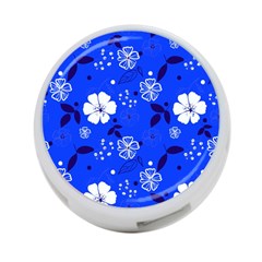 Blooming Seamless Pattern Blue Colors 4-port Usb Hub (one Side)